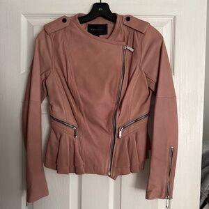 BCBG MAXAZRIA Valentina Nude Blush Leather Jacket XXS NWT $598